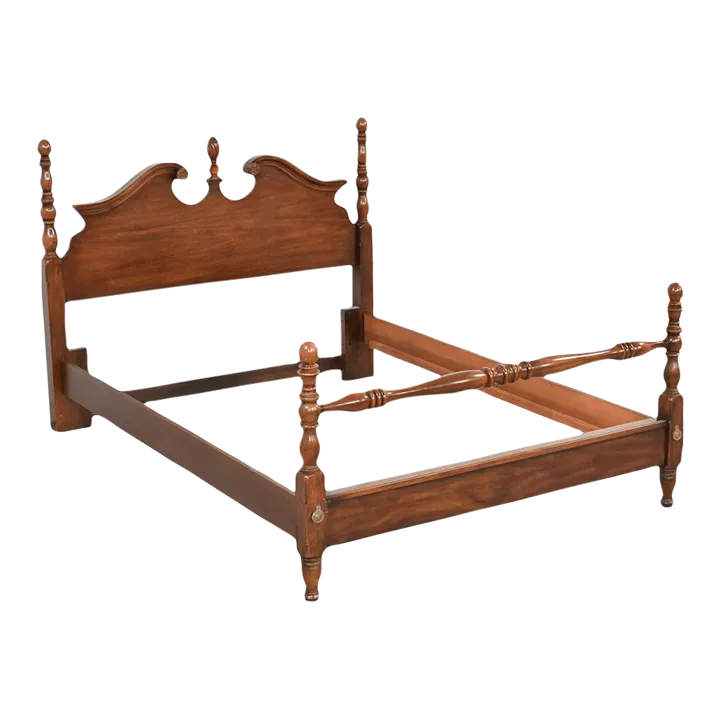 Cherry Wood Chippendale Four Poster Bed Made in North Carolina by American Drew - Vintage Late 20th Century - Image 2