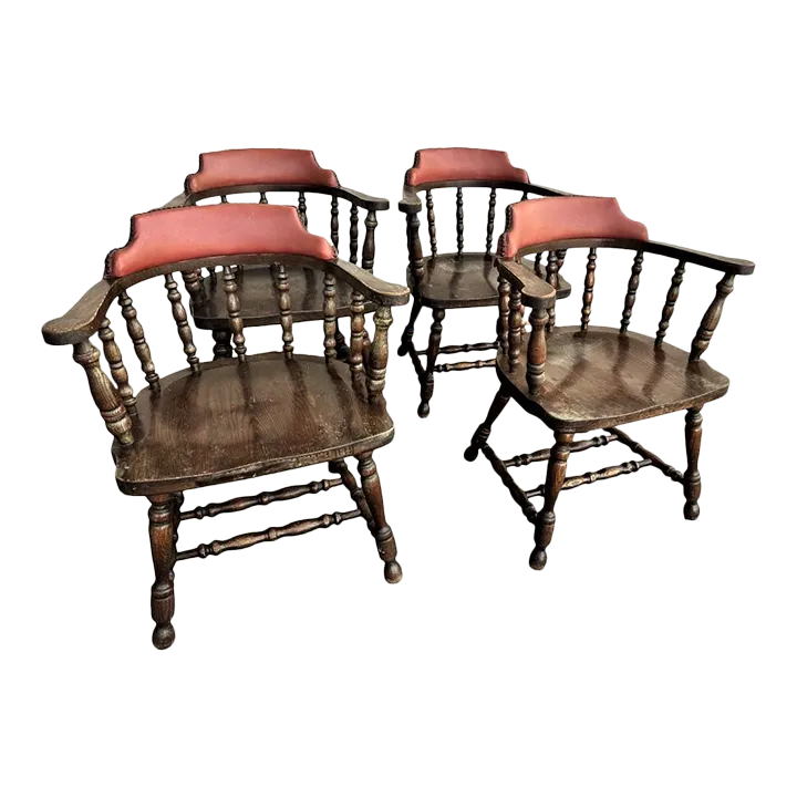 Vintage 1950s Oak Tavern Chairs by Buckstaff of Oshkosh - Set of 4 - Image 2