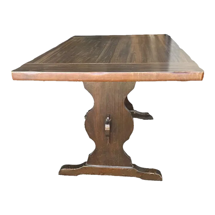 Trestle Tavern Pine Dining Table - Vintage 1980s - Image 2