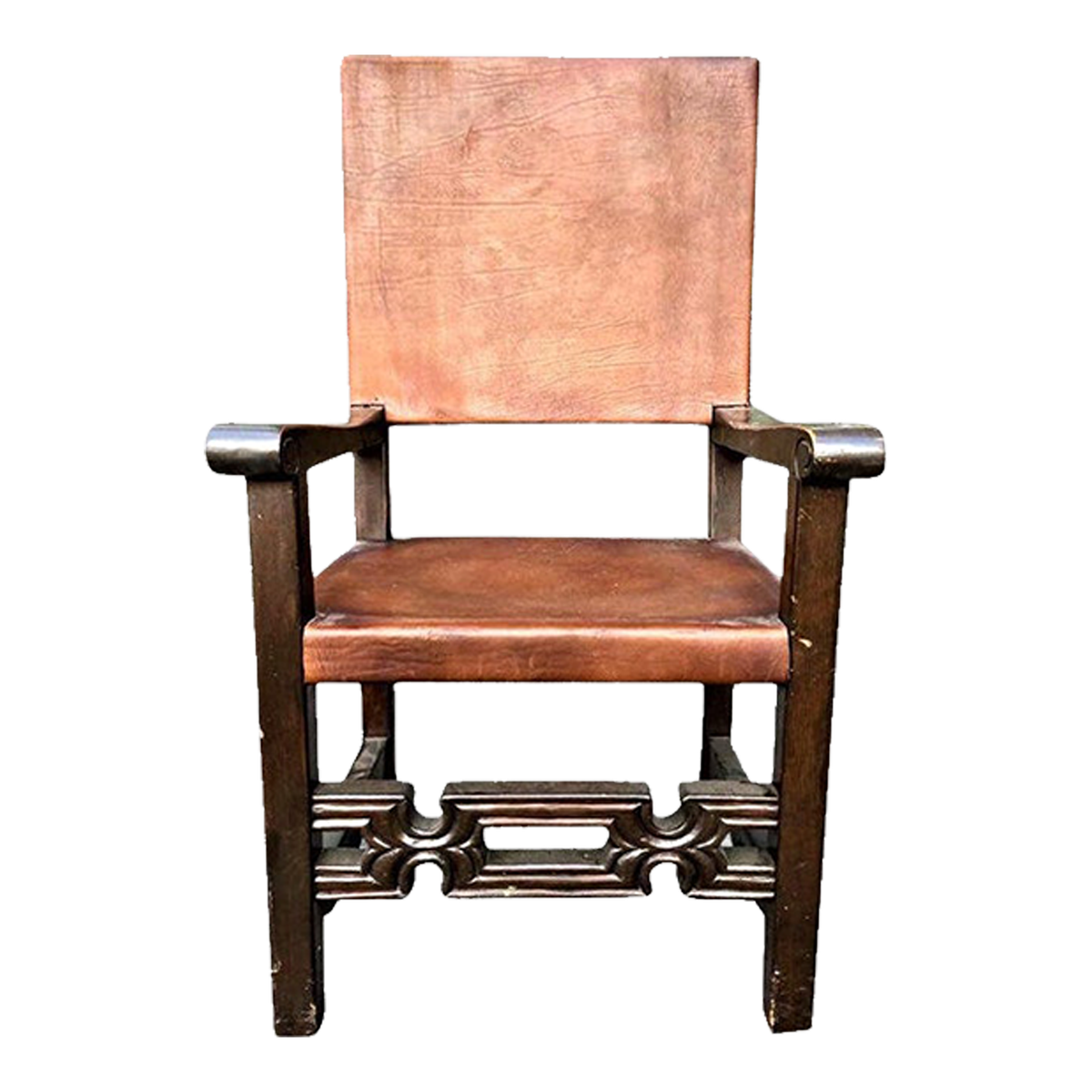 Artes De México Internacionales Throne Chair in Cognac Saddle Leather - Vintage 1960s - Image 2