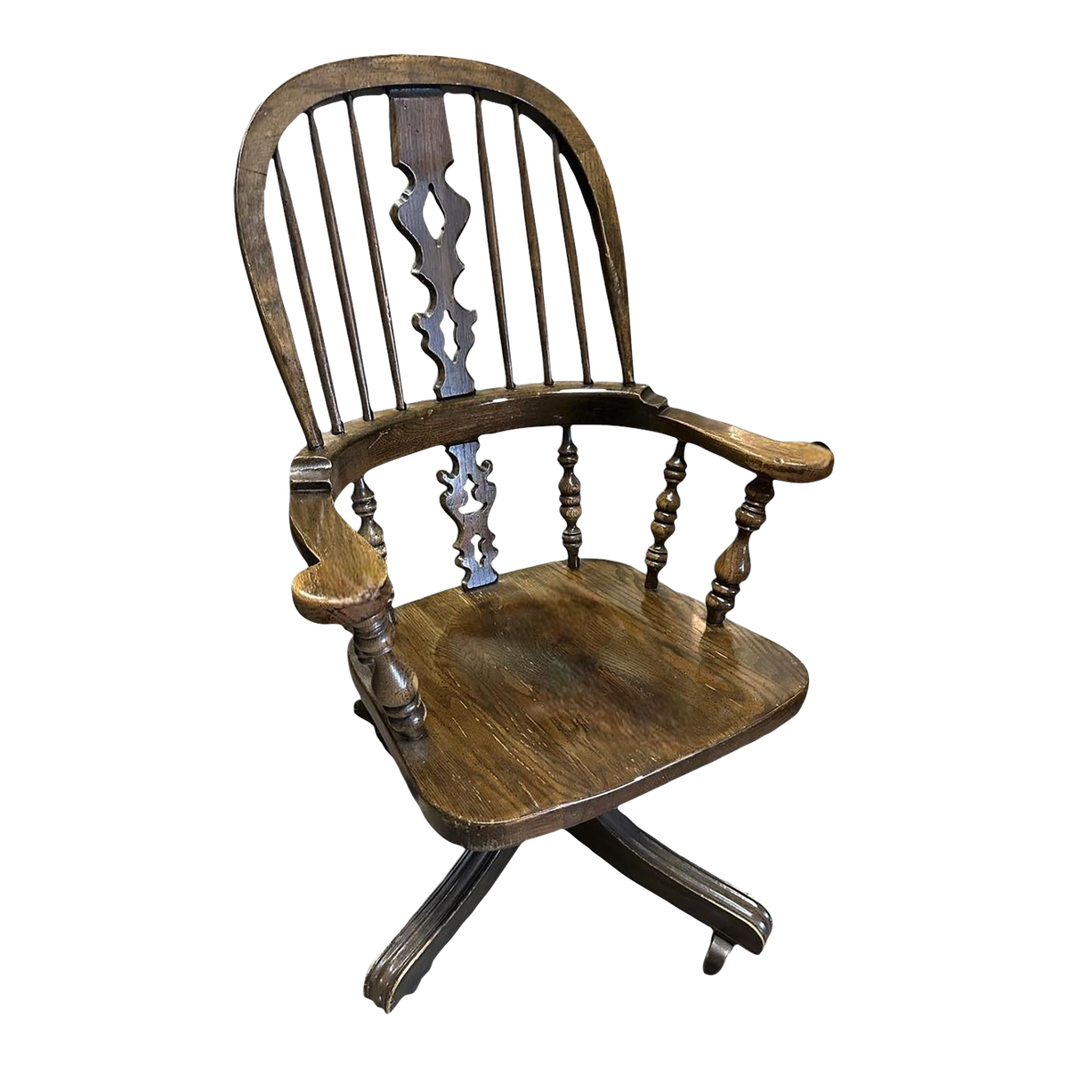 Vintage Ethan Allen Solid Oak Executive Swivel Desk Chair, Late 20th Century - Image 2