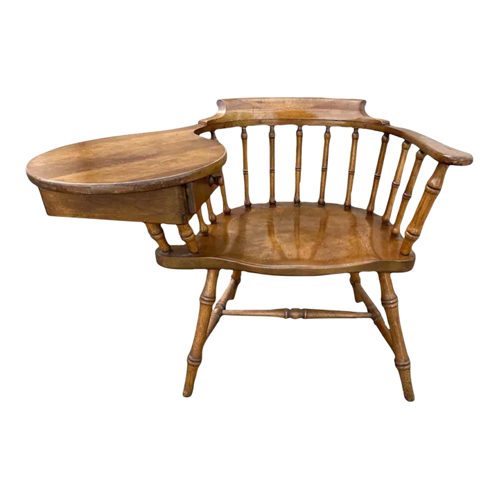 Drexel Windsor Maple and Oak Writing Arm Chair - Vintage Mid 20th Century - Image 2