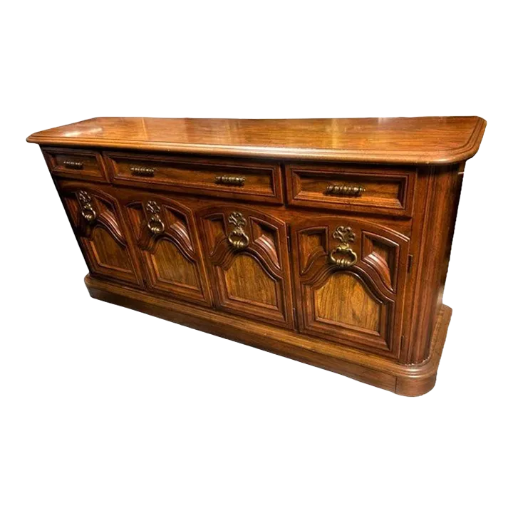 Mid 20th Century Spanish Revival Oak 70" Wide Credenza or Buffet Sideboard - Image 2