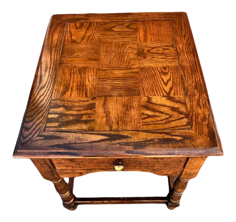Solid Oak Hammary End Table or Nightstand With Spanish Revival Details - Mid 20th Century - Image 2