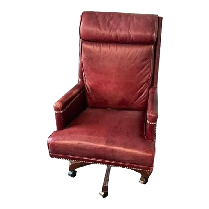 Hancock & Moore 'Hamilton' Red Leather Tall Executive Swivel Chair - Vintage Late 20th Century - Image 2