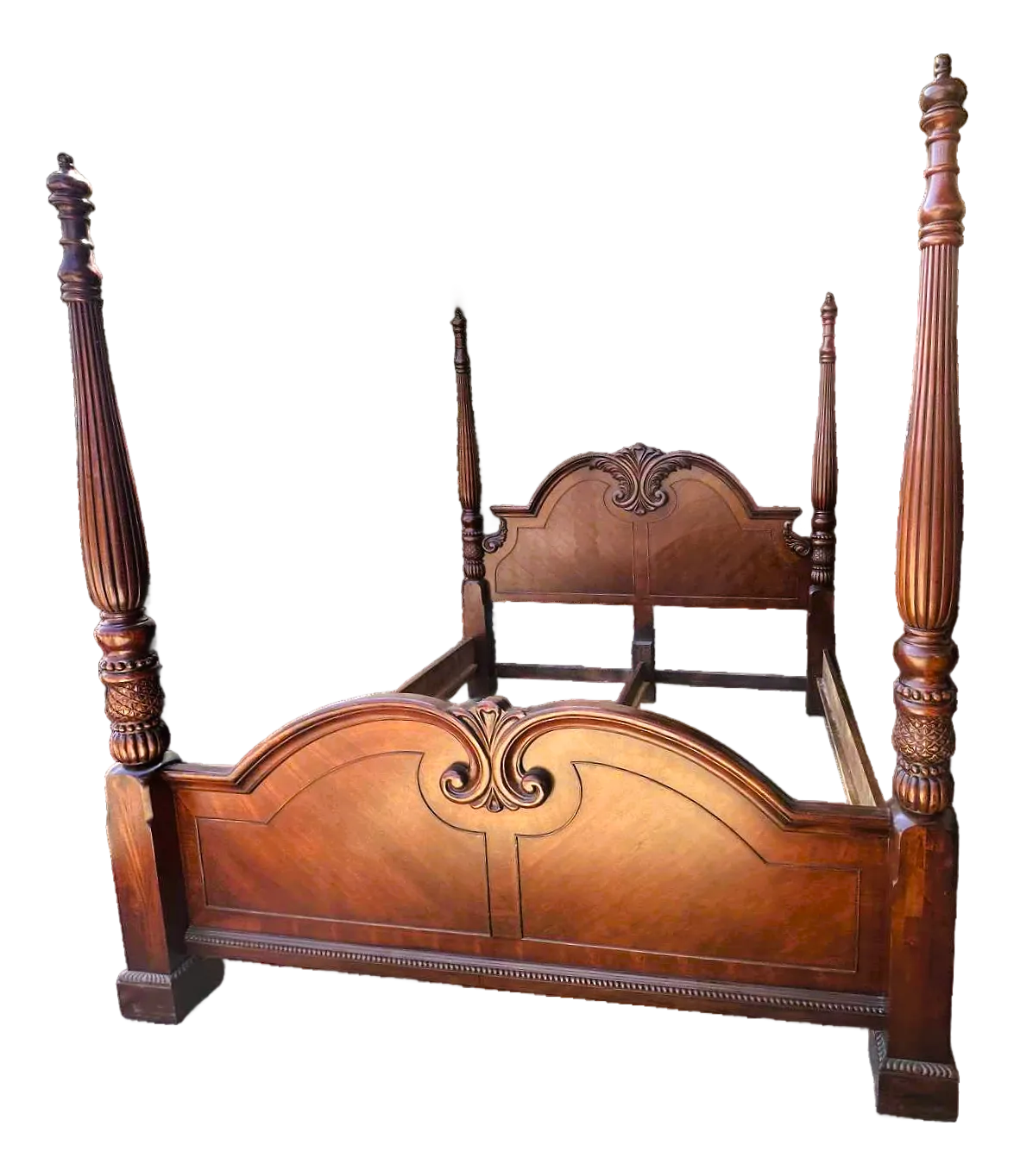King Size Cherry Wood Four Poster Bed - Vintage Late 20th Century - Image 2