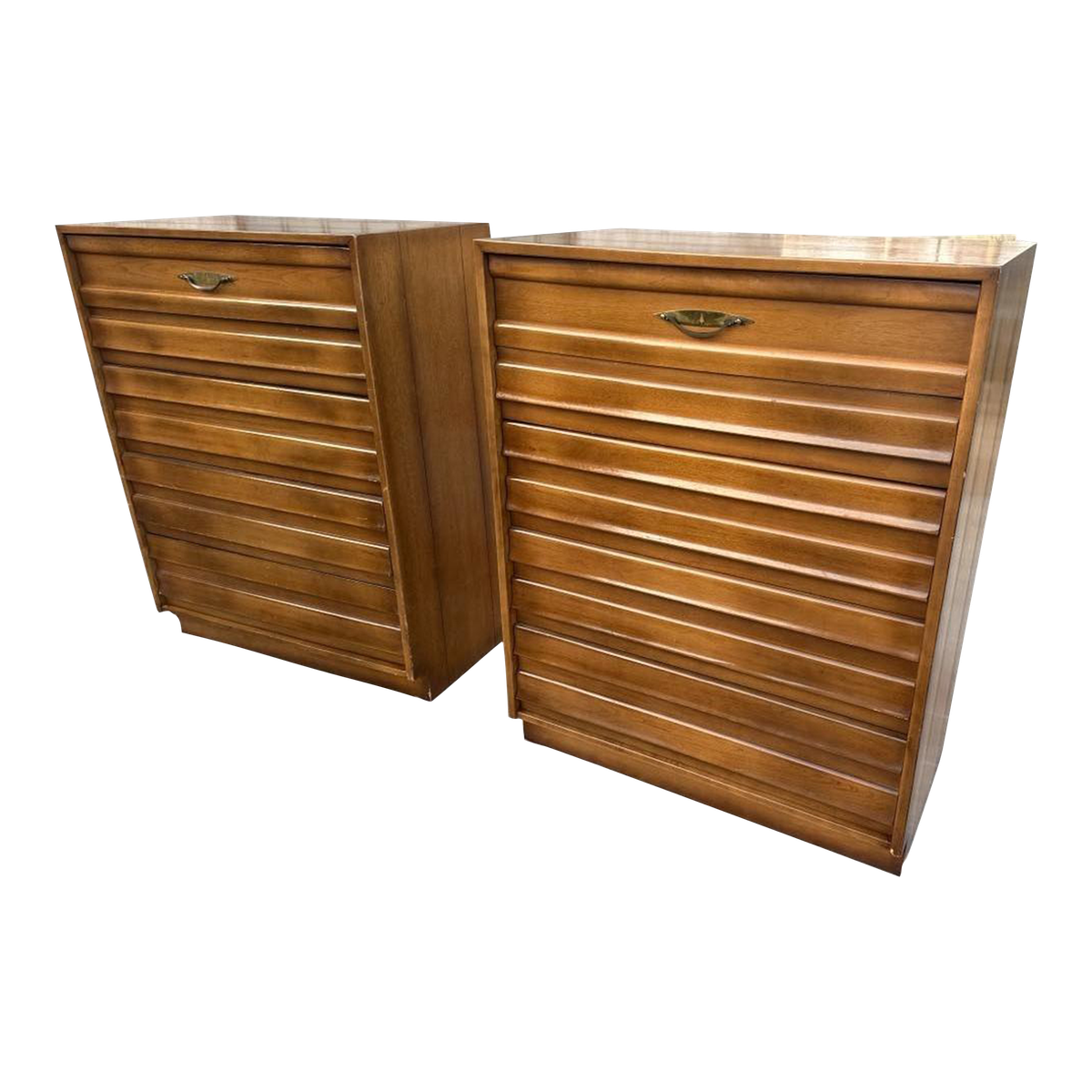 Pair of American of Martinsville Mid-Century Modern Walnut Chests of Drawers - Rare Find - Image 2