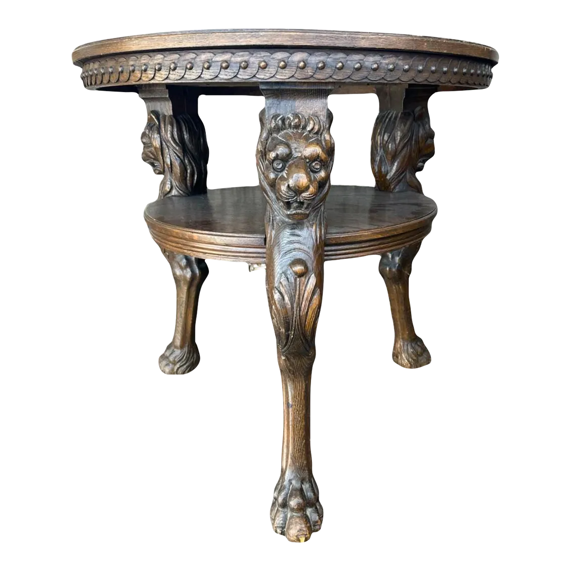 Renaissance Revival German Carved Oak Accent Table From Lichterfelde in Fin De Siècle Berlin - Image 2