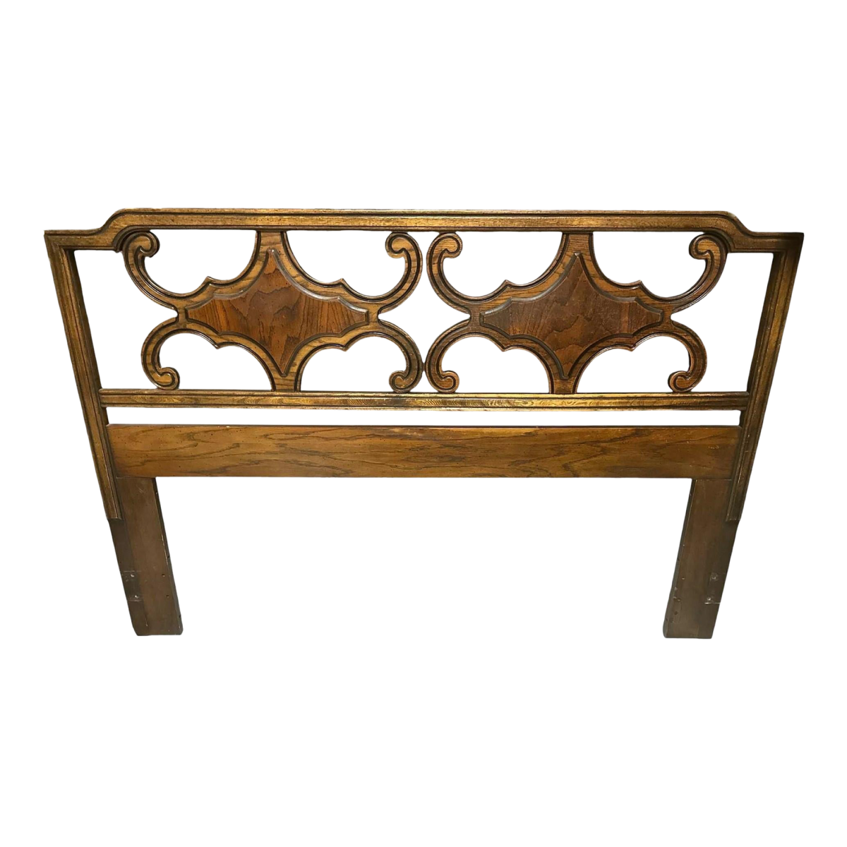 Spanish Revival Queen Size Solid Oak Headboard - Circa 1960s - Image 2