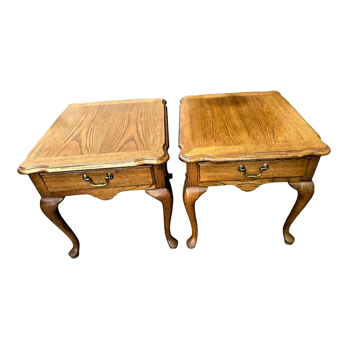 Thomasville French Country Oak Nightstands or Side Tables - Vintage Circa 1970s - Image 2