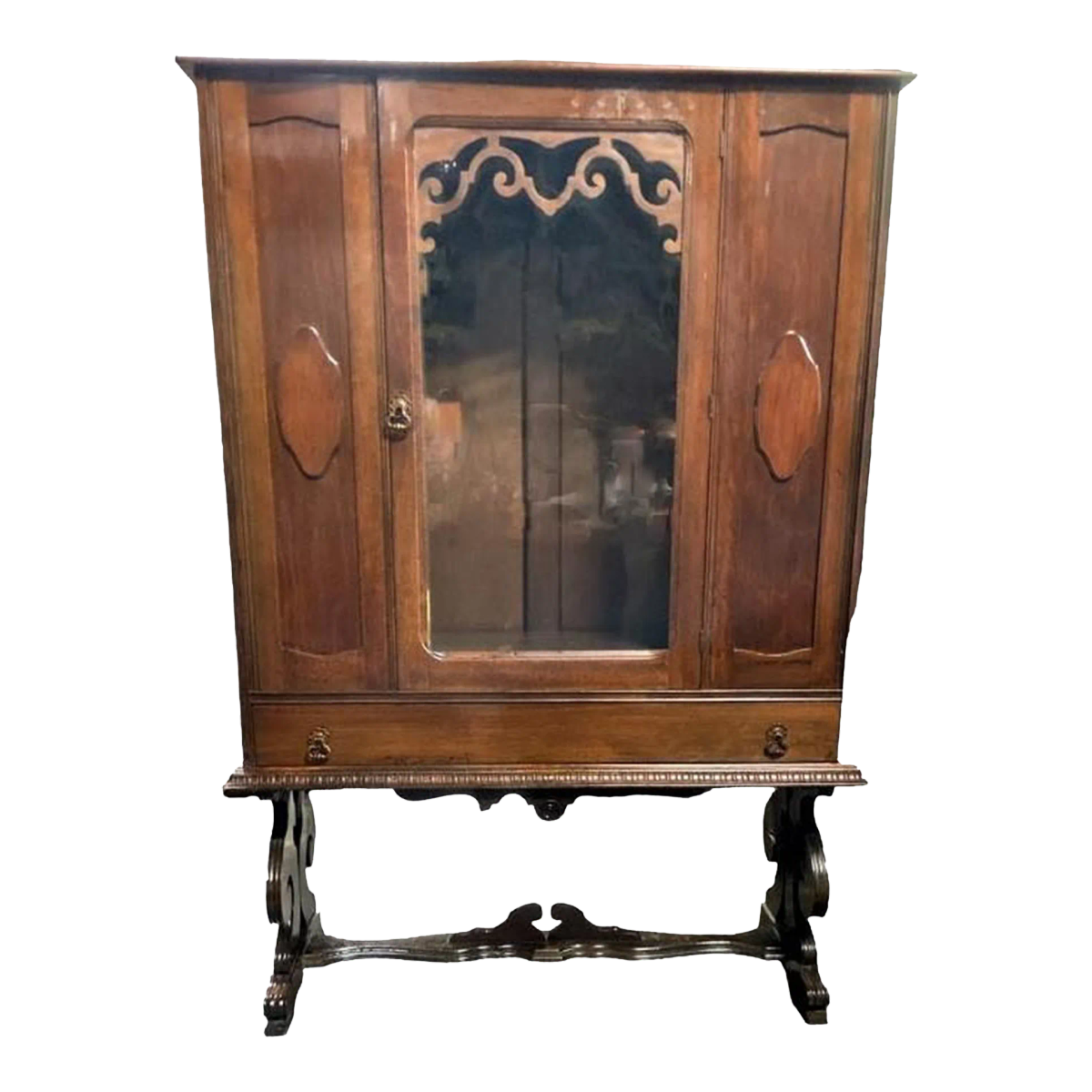 Albert Furniture Antique Spanish Revival Walnut China Cabinet - 1920s - Image 2