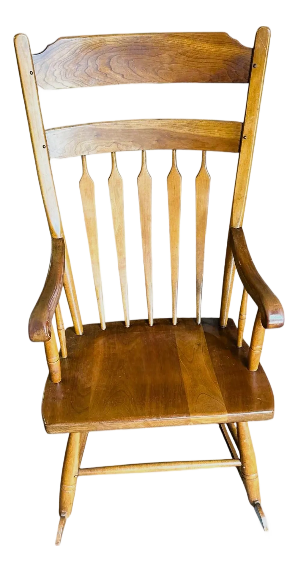 Stickley Cherry Wood Cattail Rocking Chair - Vintage Mid 20th Century Dated 1956 - Image 2