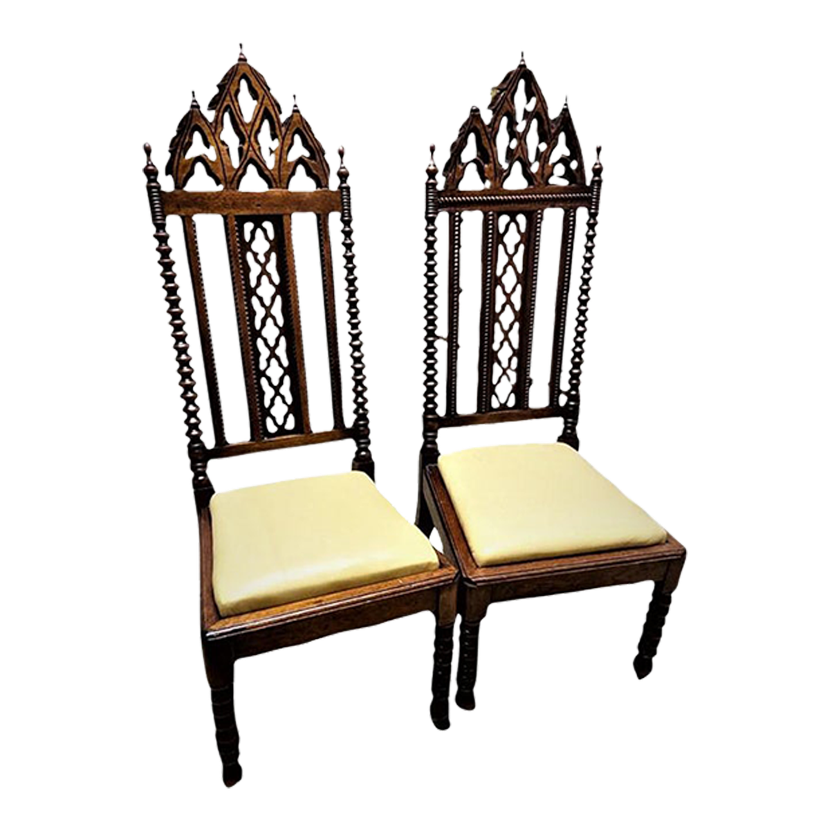 Late 19th Century Mahogany Gothic Revival Accent Chairs - a Pair - Image 2