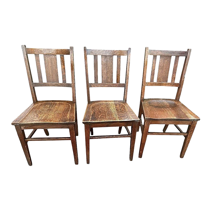 Antique Quarter Sawn Oak Mission Style Dining Chairs by Murphy Chair Co. - Circa 1910 - Set of 3 - Image 2