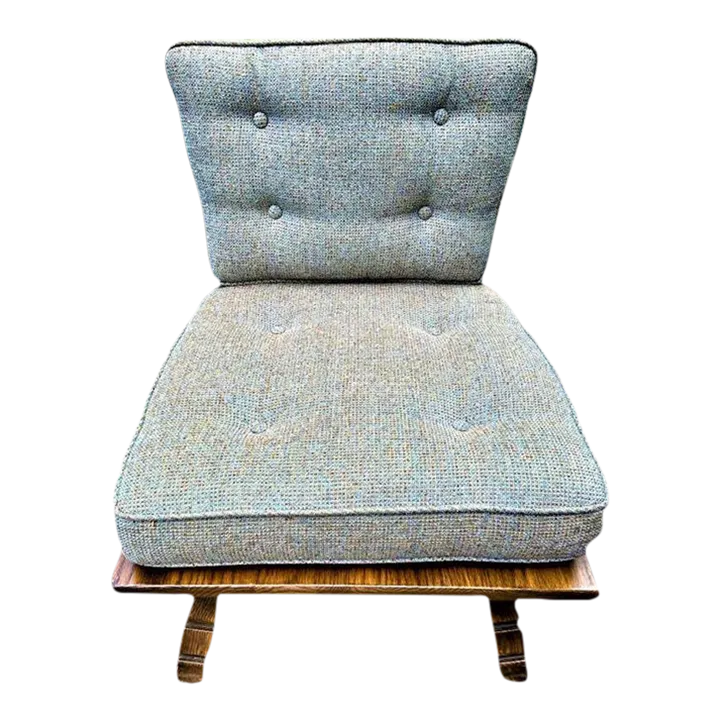 Romweber Viking Oak Chair With Original Tweed Cushions - Vintage Mid 20th Century - Image 2