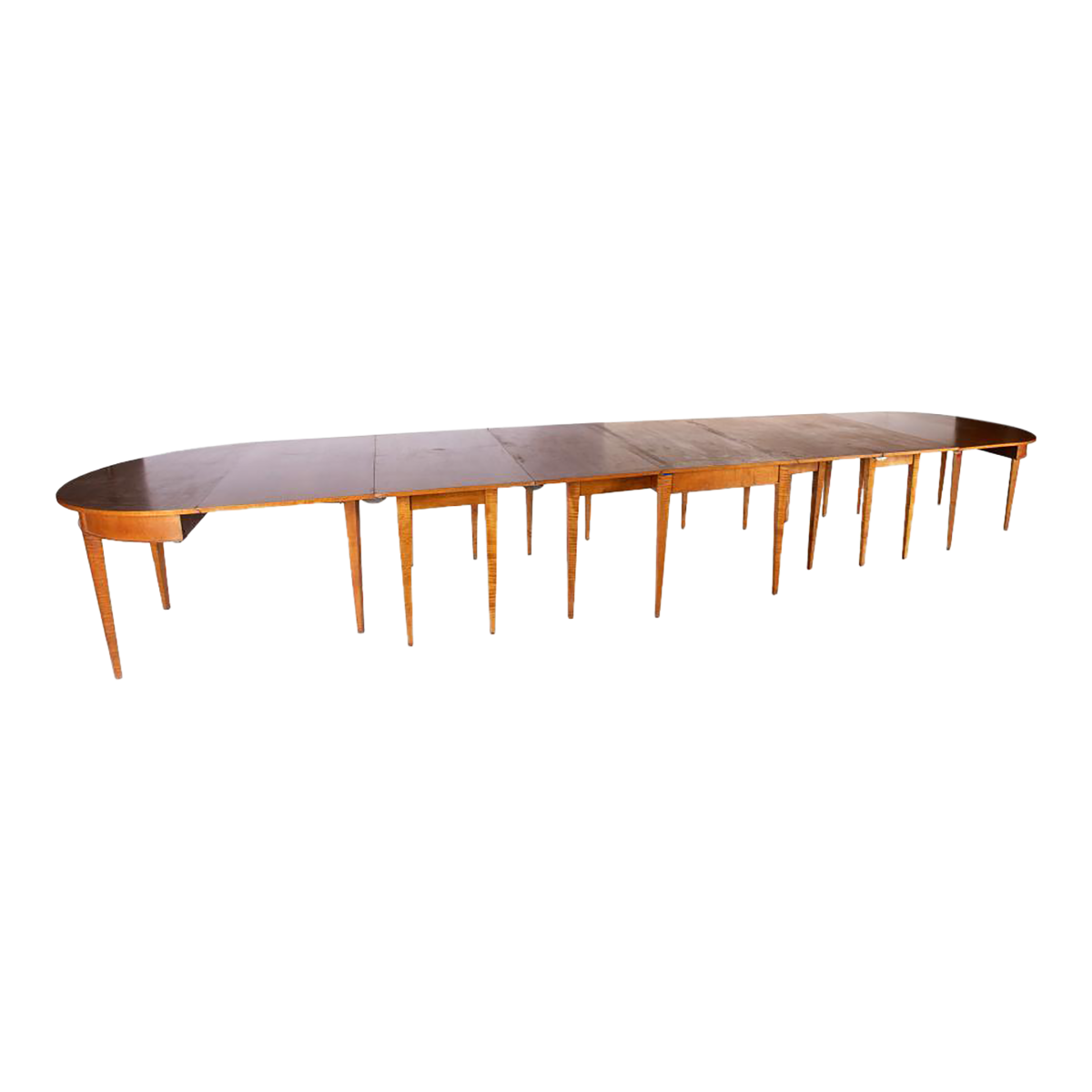 Monumental Quigley of Chicago Tiger Maple Banquet Table - Adjustable to 17.5' - French Directoire Style, Mid 20th Century - Image 2
