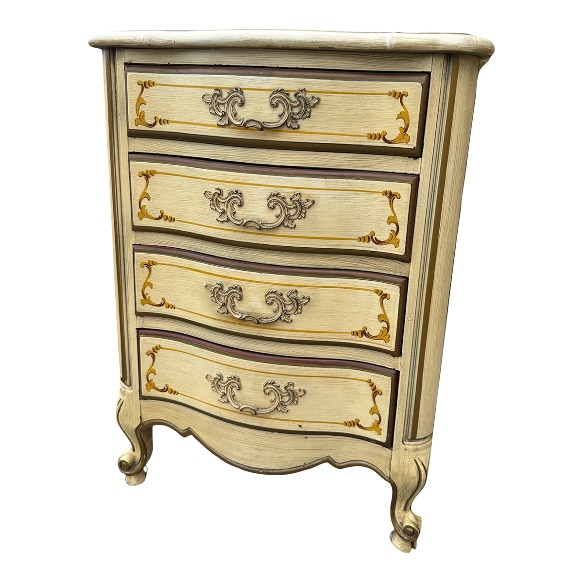 National of Mount Airy Louis XV Painted Cherry Wood Nightstand - Vintage Mid 20th Century - Image 2