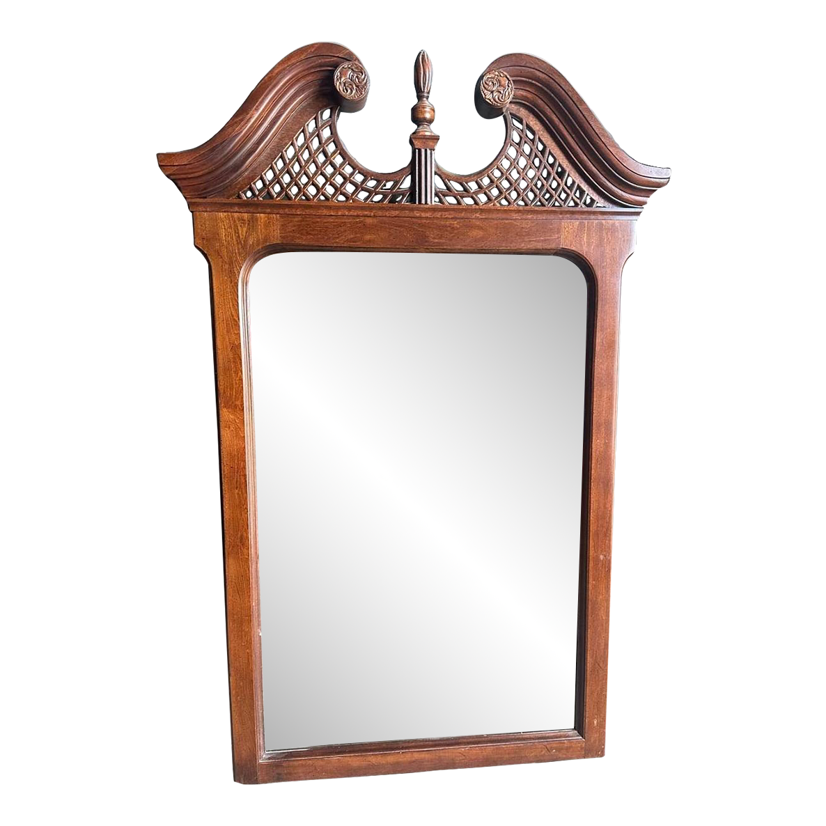 Solid Cherry Wood Chippendale Wall Mirror Made in North Carolina by Kincaid in 2001 - Image 2