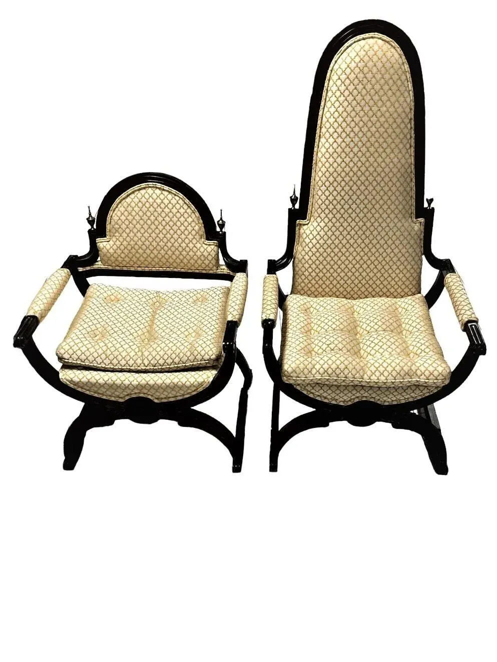 Mid 20th Century Hollywood Regency Tall and Short Savonarola Chairs Made in North Carolina - a Pair - Image 12