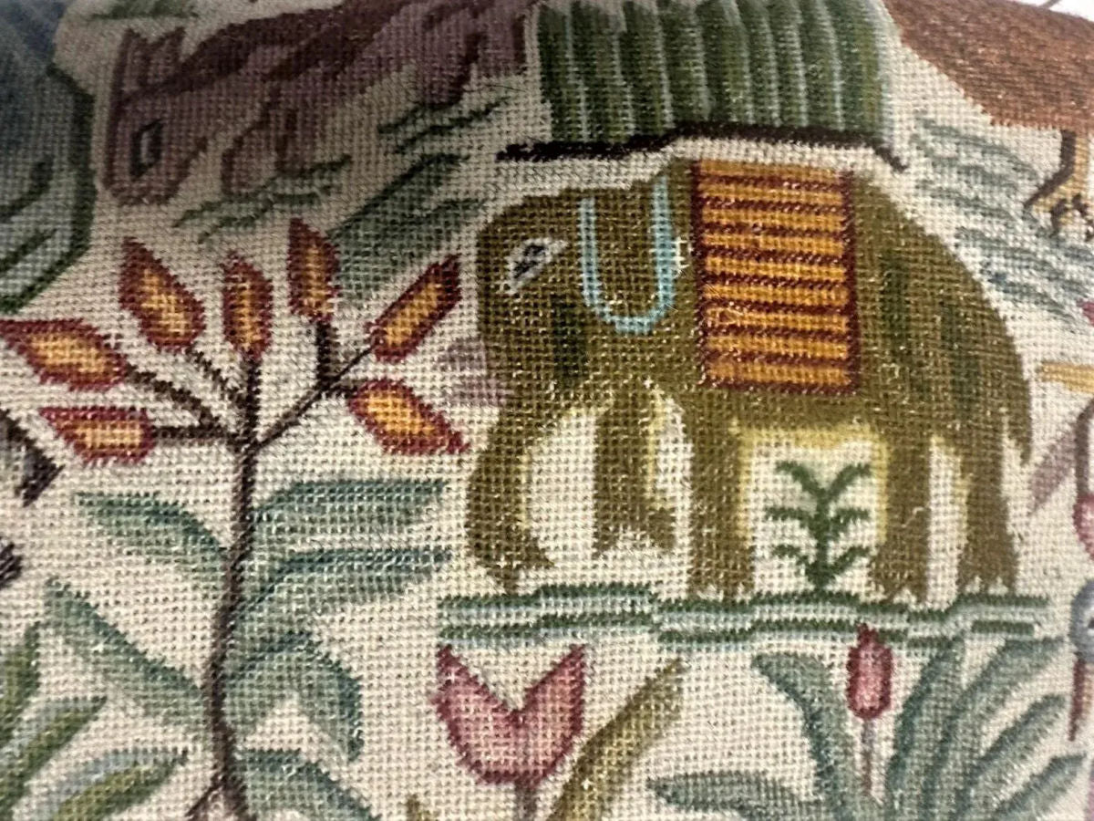 Antique Hacienda Chair With New Leather and Tapestry Upholstery - Image 12