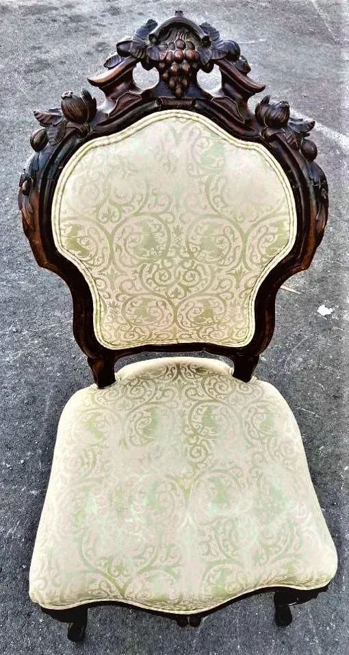Antique Austro-Hungarian Heavily Carved Walnut Side Chairs - a Pair - 19th Century - Image 12