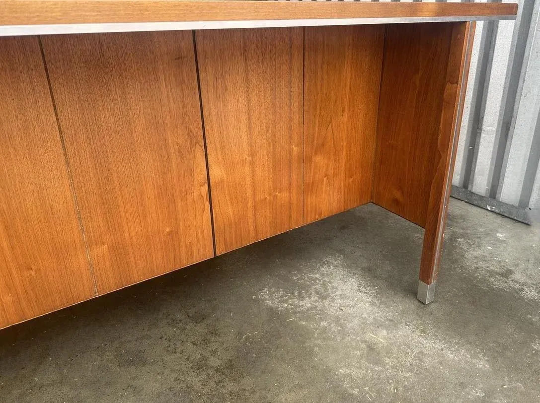 Paul McCobb Directional Walnut and Aluminum Large 84” Executive Partners Desk - Vintage 'Mad Men' 1960s - Fully Restored - Image 12