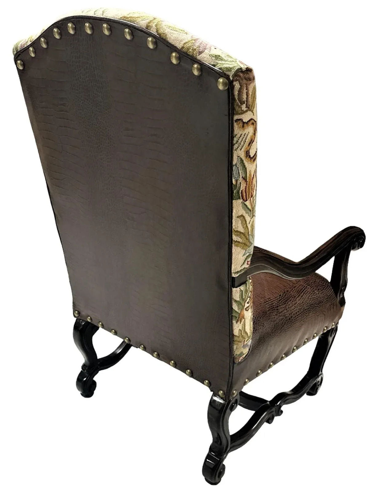 Hacienda Chair Upholstered With Jungle Animals Tapestry and Embossed Cowskin - Image 13