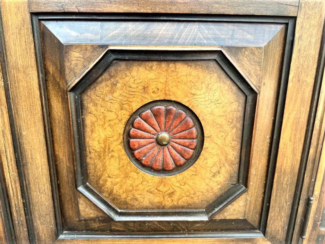 Antique Berkey & Gay Grand Rapids 'Span-Umbrian' Walnut, Burlwood and Polychrome Cabinet - Circa 1917 - Image 13
