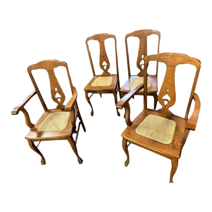 Early 20th Century Stomps Burkhardt Arts & Crafts Quarter Sawn Oak Dining Chairs - Set of 4 - Image 13