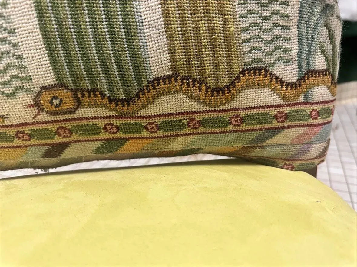 Antique Hacienda Chair With New Leather and Tapestry Upholstery - Image 13