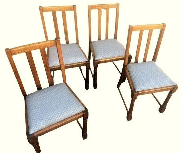 Scottish Arts & Crafts Quarter Sawn Oak Dining Chairs by F. H. Marshall - Set of 4 - Early 20th Century - Image 13
