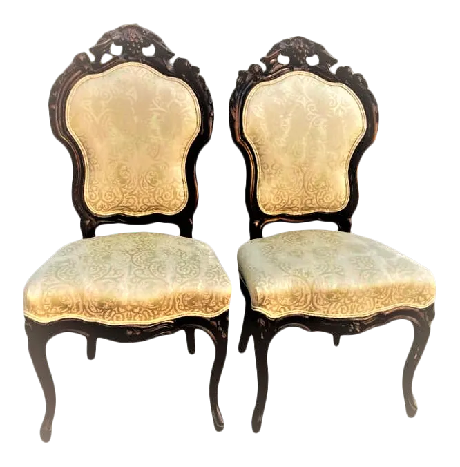 Antique Austro-Hungarian Heavily Carved Walnut Side Chairs - a Pair - 19th Century - Image 14