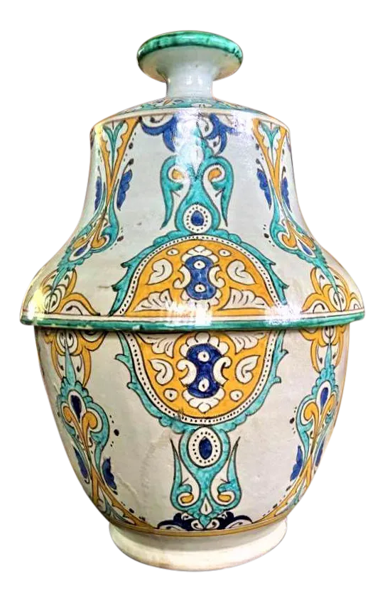 Mid 20th Century Large Fez Ceramic Lidded Jar From Morocco - Image 14