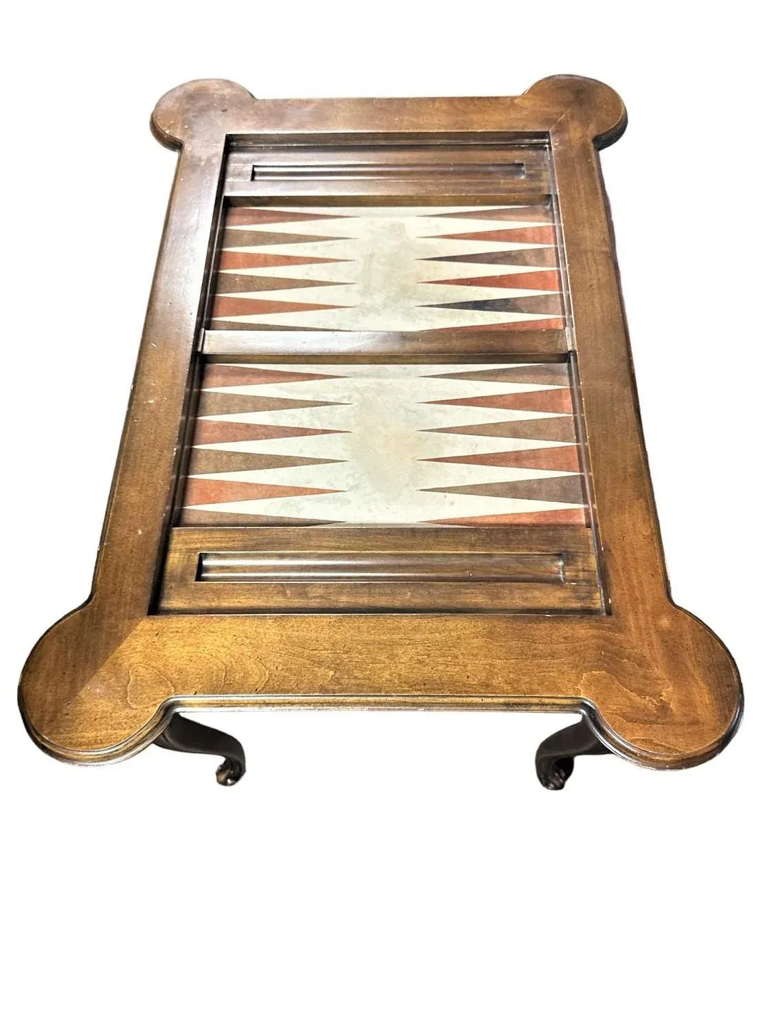 Inlaid Leather and Walnut Louis XV Style Backgammon Table - Vintage Late 20th Century - Image 3