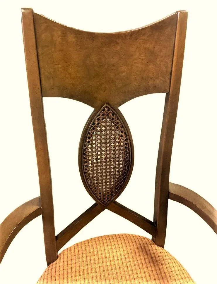 Romweber Invicta Mid 20th Century Burlwood, Walnut, and Cane Dining Chairs - Set of 6 - Image 3