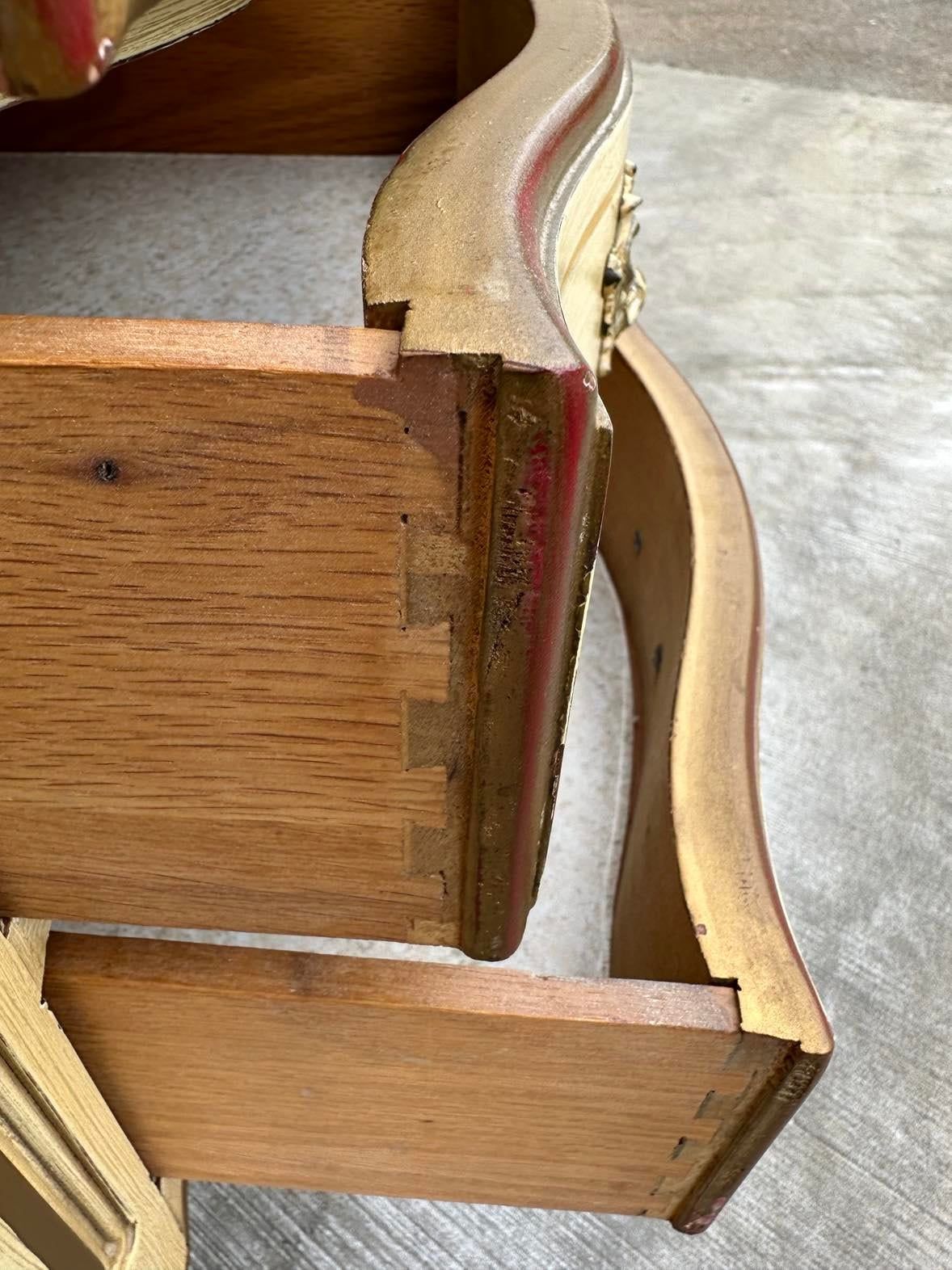 National of Mount Airy Louis XV Painted Cherry Wood Nightstand - Vintage Mid 20th Century - Image 3