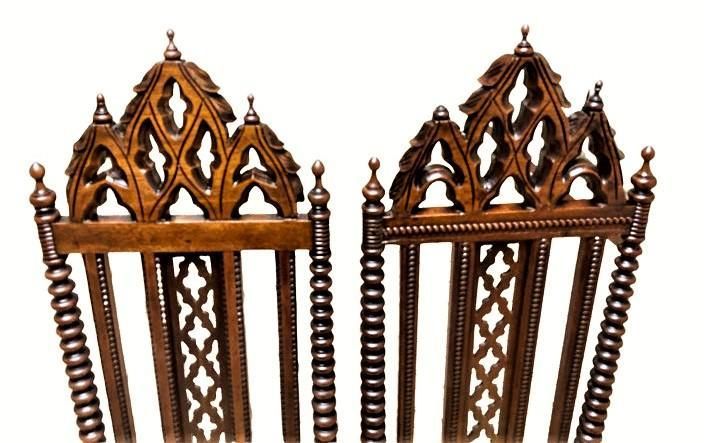 Late 19th Century Mahogany Gothic Revival Accent Chairs - a Pair - Image 3