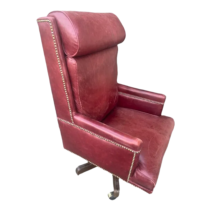 Hancock & Moore 'Hamilton' Red Leather Tall Executive Swivel Chair - Vintage Late 20th Century - Image 3
