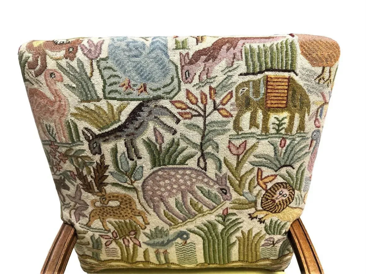 Antique Hacienda Chair With New Leather and Tapestry Upholstery - Image 3
