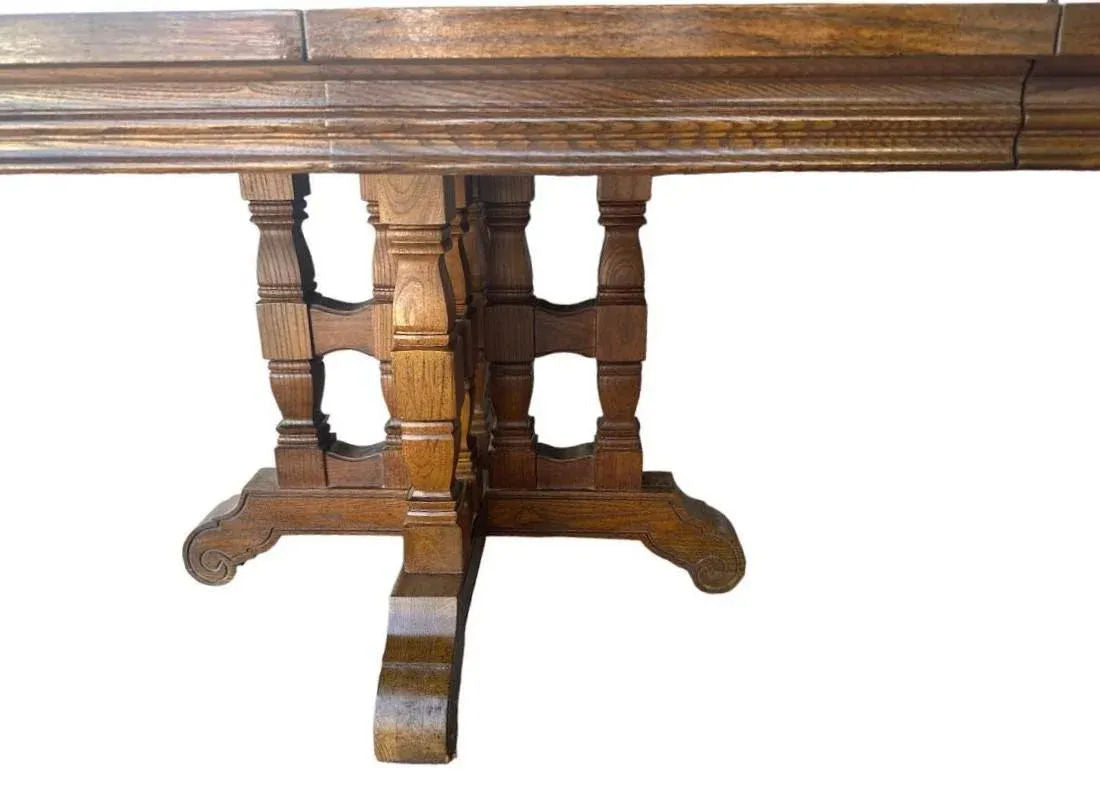 Stanley Furniture ‘Hacienda’ Collection Solid Oak Spanish Style 98” X 44” Refectory Table Made in 1970 - Image 3