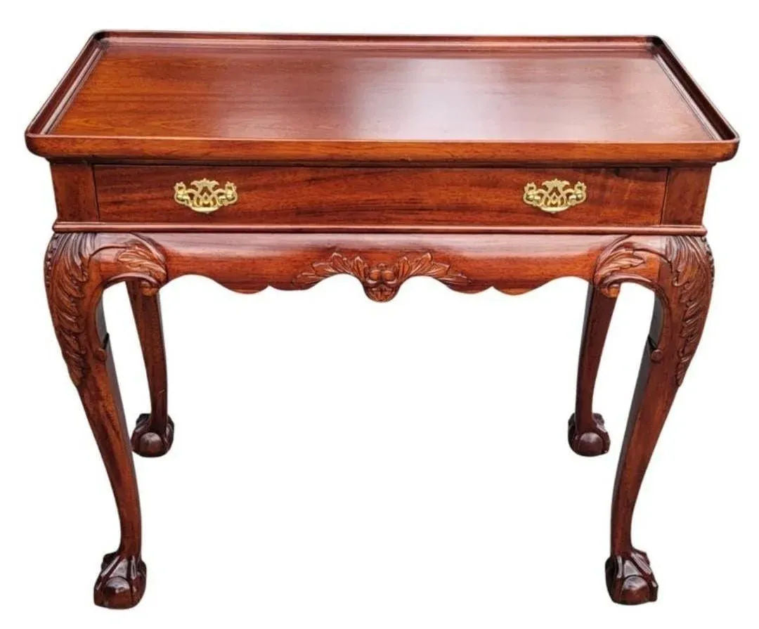 Solid Mahogany Georgian Style Console Server With Pullout Trays - Vintage 1990s - Image 3