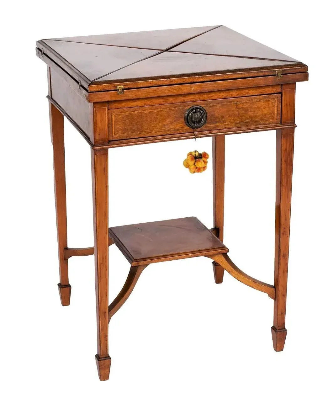 English Antique Edwardian Mahogany 'Envelope' Game Table - Provenance Adolphus Busch Heirs - Circa 1900 - Image 3