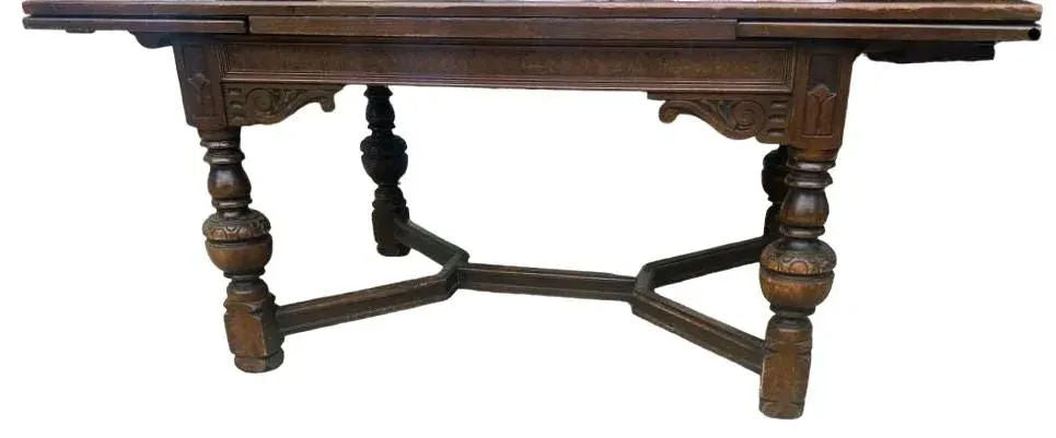 Antique 9 Ft. Walnut Spanish Revival Refectory Table by Tell City Furniture - Circa 1910 - Image 3