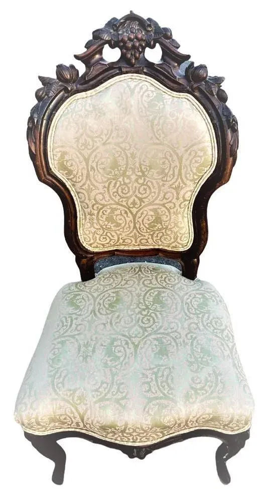 Antique Austro-Hungarian Heavily Carved Walnut Side Chairs - a Pair - 19th Century - Image 3