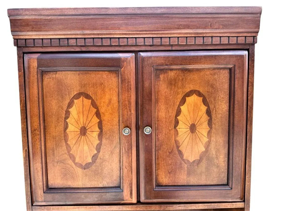 Cherry Wood and Satinwood Inlay Secretary Desk With Pullout Desktop - Early 21st Century - Image 3