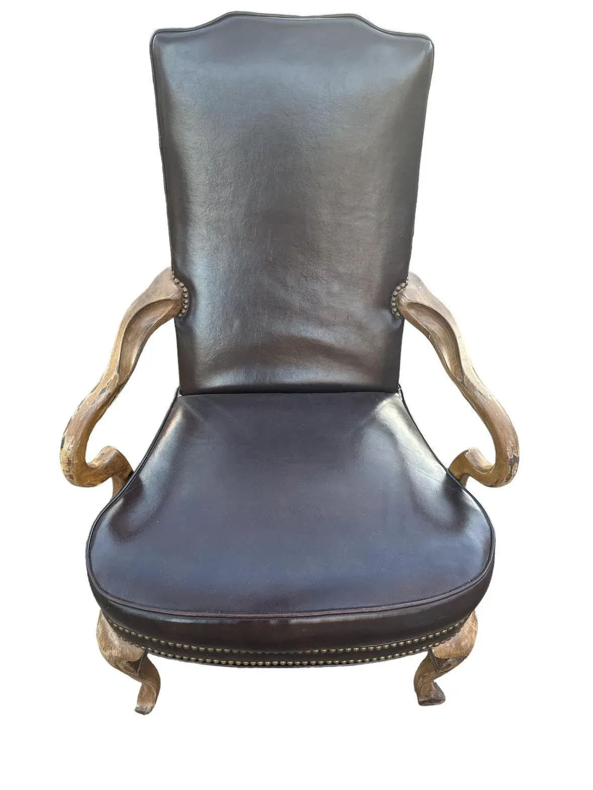 Vintage Executive Desk Chair With Nailhead Trim - Late 20th Century - Image 3