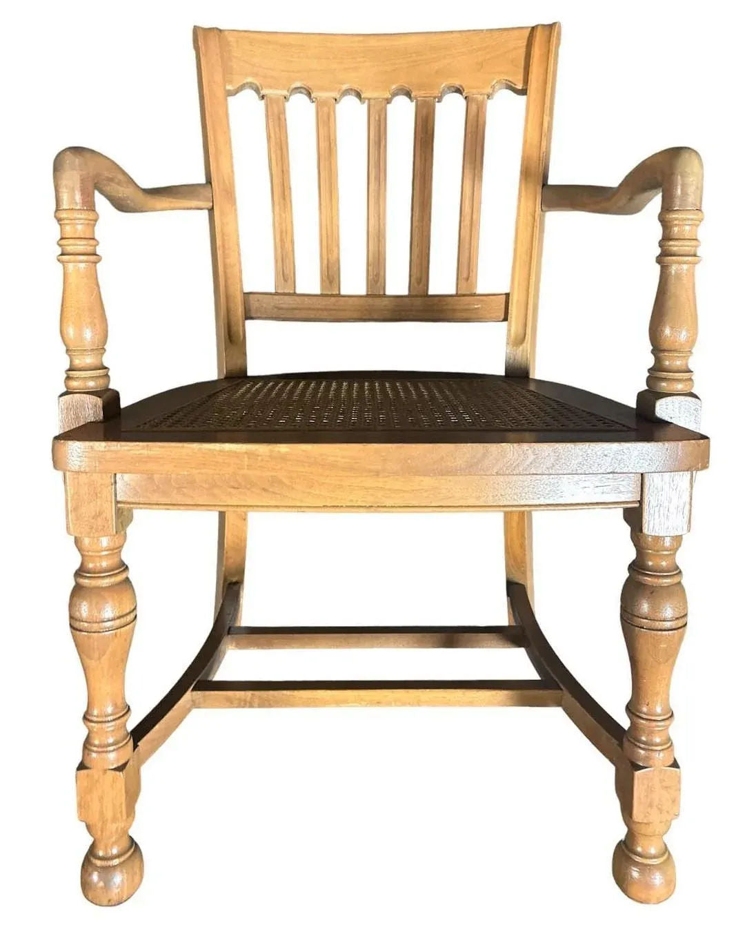 Cerused Walnut and Cane Chairs in a Mid 20th Century Spanish Style - a Pair - Image 3