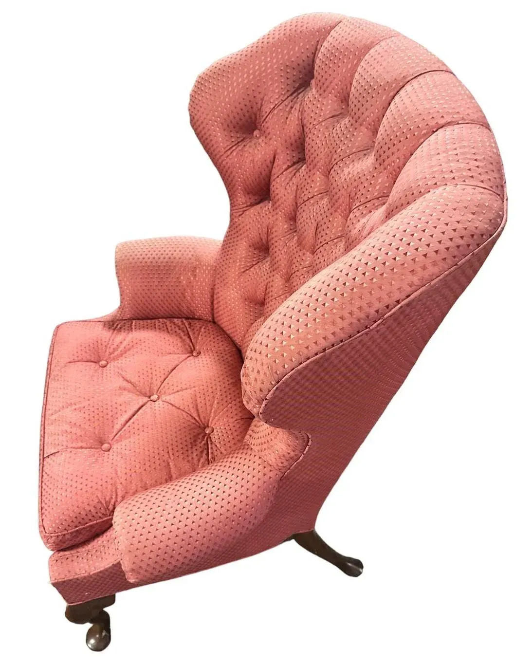 Baker Furniture Company Button Tufted Upholstered Wing Chair - Vintage Early 21st Century - Image 3