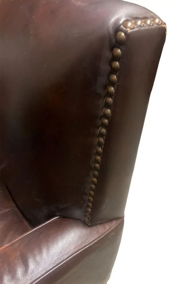 Early 21st Century Dark Brown Leather Lounge Chair With Nailhead Trim - Image 3