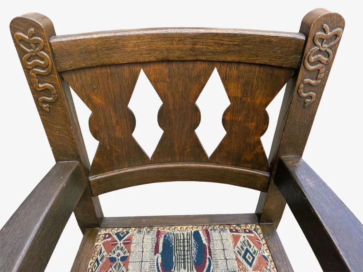 English Arts & Crafts Solid Quarter Sawn Oak Chair - Antique Late 19th Century - Image 3